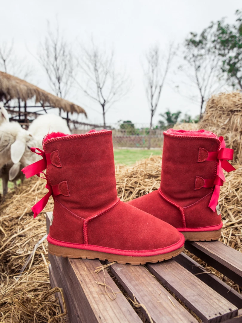 XH NEW ARRIVALS SMAIBULUN UGG™ | Double-Bow Back Ribbon Suede Boots - Crimson 8 XH NEW ARRIVALS SMAIBULUN UGG™ | Double-Bow Back Ribbon Suede Boots - Crimson