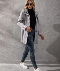 YBL New In Clothing Smaibulun | Pocket Snap-Up Hooded Windbreaker 19 YBL New In Clothing Smaibulun | Pocket Snap-Up Hooded Windbreaker