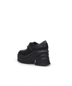 Jady Rose JadyRose | Black Matte Leather Chunky Heel Loafer NEW ARRIVALS
