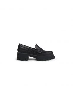Jady Rose JadyRose | Chunky Heel Genuine Leather Loafer - Black