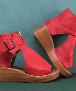 Peep-toe Side Cut Wedge Boots Platform Sandals | En Bloom New In Shoes
