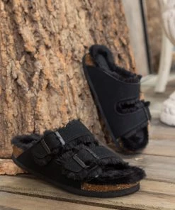 Maibulun | Plush Insole Dual-Strap Black Sandal Slide Shoes New In Shoes