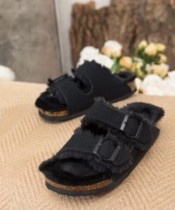 Maibulun | Plush Insole Dual-Strap Black Sandal Slide Shoes New In Shoes