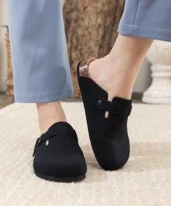 Maibulun | Buckle Suede Classic Black Clogs New In Shoes