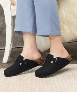 Maibulun | Buckle Suede Classic Black Clogs New In Shoes