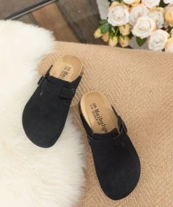Maibulun | Buckle Suede Classic Black Clogs New In Shoes