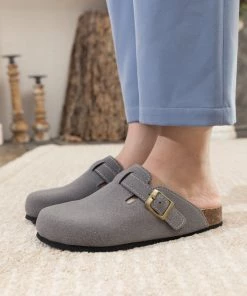 New In Shoes Maibulun | Buckle Suede Classic Grey Clogs