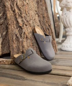 New In Shoes Maibulun | Buckle Suede Classic Grey Clogs