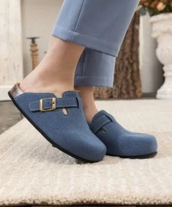 Maibulun | Buckle Suede Classic Navy Clogs New In Shoes