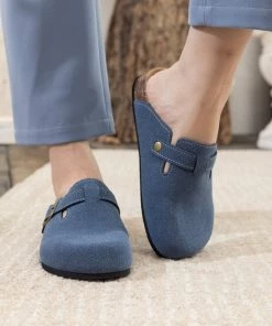 Maibulun | Buckle Suede Classic Navy Clogs New In Shoes