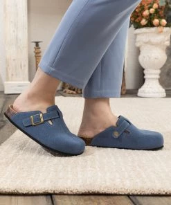 Maibulun | Buckle Suede Classic Navy Clogs New In Shoes