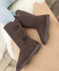 XH New In Shoes SMAIBULUN UGG™ | Side Button Faux Fur-Lined Leather Suede Boots