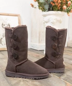 XH New In Shoes SMAIBULUN UGG™ | Side Button Faux Fur-Lined Leather Suede Boots