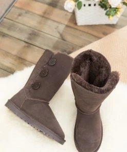 XH New In Shoes SMAIBULUN UGG™ | Side Button Faux Fur-Lined Leather Suede Boots