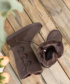 XH New In Shoes SMAIBULUN UGG™ | Side Button Faux Fur-Lined Leather Suede Boots