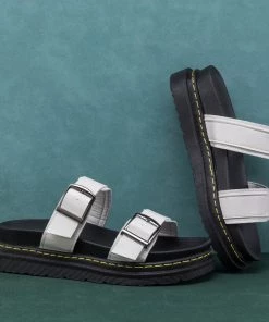 YL White Double-Strap Buckled Platform Sandals | En Bloom
