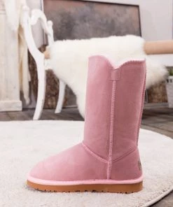 XH New In Shoes SMAIBULUN UGG™ | Side Button Faux Fur-Lined Leather Suede Boots