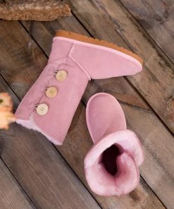 XH New In Shoes SMAIBULUN UGG™ | Side Button Faux Fur-Lined Leather Suede Boots