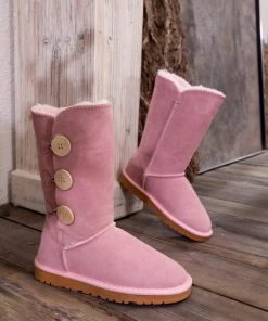 XH New In Shoes SMAIBULUN UGG™ | Side Button Faux Fur-Lined Leather Suede Boots