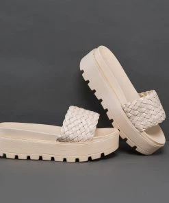 HYHE New In Shoes Braided Woven Wedge Sandals Sliders Slide Shoes - EN BLOOM