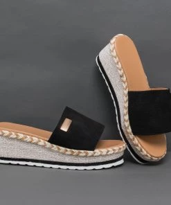 HYHE New In Shoes Denim Espadrille Wedge Sandals - EN BLOOM