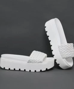 HYHE New In Shoes Braided Woven Wedge Sandals Sliders Slide Shoes - EN BLOOM