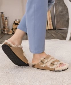 Maibulun | Plush Insole Dual-Strap Beige Sandals Slide Shoes New In Shoes
