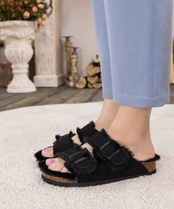 Maibulun | Plush Insole Dual-Strap Black Sandal Slide Shoes New In Shoes