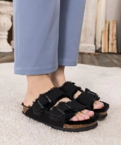 Maibulun | Plush Insole Dual-Strap Black Sandal Slide Shoes New In Shoes