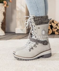 YL New In Shoes En Bloom | Ash Ribbed-Cuff Buckle-Strap Boot