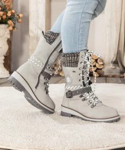 YL New In Shoes En Bloom | Ash Ribbed-Cuff Buckle-Strap Boot