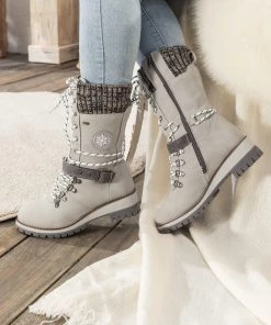 YL New In Shoes En Bloom | Ash Ribbed-Cuff Buckle-Strap Boot