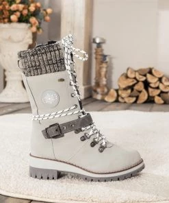 YL New In Shoes En Bloom | Ash Ribbed-Cuff Buckle-Strap Boot