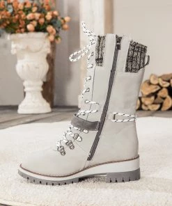 YL New In Shoes En Bloom | Ash Ribbed-Cuff Buckle-Strap Boot