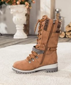 YL En Bloom | Brown Ribbed-Cuff Buckle-Strap Boot New In Shoes