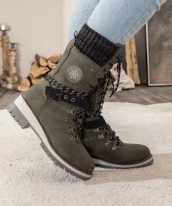 YL En Bloom | Grey Ribbed-Cuff Buckle-Strap Boot