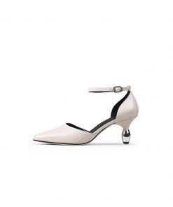 Jady Rose JadyRose | Abalone & Silver Drop-Heel Point Toe Leather Ankle Sling Back Sandals NEW ARRIVALS