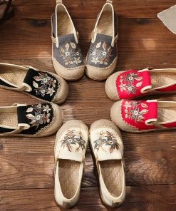 TC Blossom Vines Embroidered Strap Espadrilles - Cactus Rose