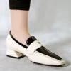 Jady Rose JadyRose | Genuine LeatherBlock Color Elegant Princess Kate Loafers - Beige New In Shoes