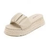 NEW ARRIVALS SIKETU | IVORY RUCHED ESPADRILLE SLIDE