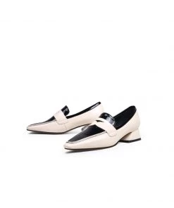 Jady Rose JadyRose | Genuine LeatherBlock Color Elegant Princess Kate Loafers - Beige New In Shoes