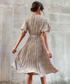 BFZY CALVINAH SPOT MIDI DRESS - BEIGE