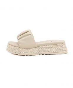 NEW ARRIVALS SIKETU | IVORY RUCHED ESPADRILLE SLIDE