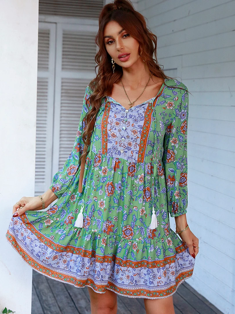 DY New In Clothing RINA BOHO DRESS - AQUA MULTI 1 DY New In Clothing RINA BOHO DRESS - AQUA MULTI