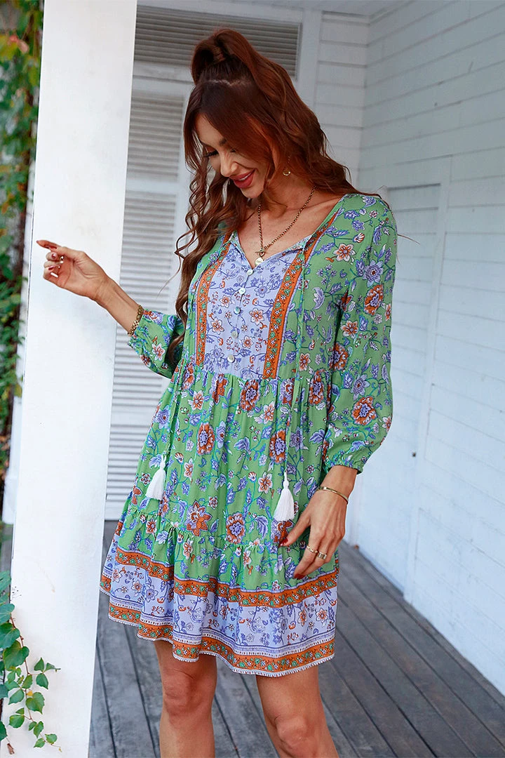 DY New In Clothing RINA BOHO DRESS - AQUA MULTI 2 DY New In Clothing RINA BOHO DRESS - AQUA MULTI