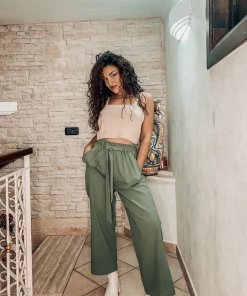 YBL Smaibulun Doll | Diza Tie-Waist Wide-Leg Linen Pants New In Clothing