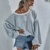 MY Smaibulun | STEPHANIE Ash Grey Widen Neckline Knit Pullover