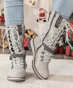 YL New In Shoes En Bloom | Ash Ribbed-Cuff Buckle-Strap Boot