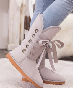 XH SMAIBULUN UGG™ | Ash Ribbon Lace-Up Faux Fur-Lined Suede Boots