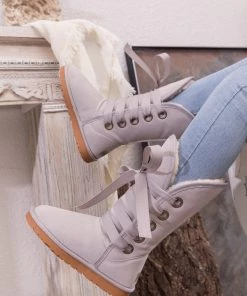 XH SMAIBULUN UGG™ | Ash Ribbon Lace-Up Faux Fur-Lined Suede Boots